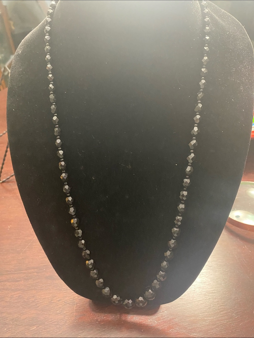 Classic Black Faceted Bead Necklace - Unbranded